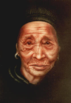 Airbrush vrije hand; Oude vrouw